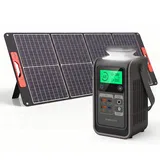 SWAREY Tragbare Powerstation S200 mit 100W Solarpanel, 192Wh LiFePO4 Akku Powerbank, 140W Beiseitige Schnellladung USB-C, 180W Solargenerator für Camping Reisen Notfälle