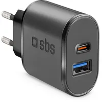 SBS Fast Charge Ladegerät, 2.1A USB und 3A USB-C