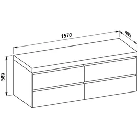 Laufen LANI Waschtischplatte wildeiche inklusive Unterschrank, ohne Ausschnitt, 1570x495x580mm, H4065901122661,
