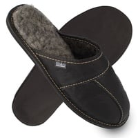 filsko® Trakai - Pantoffeln Rindsleder gepolstert biegsam flexibel warm & weich - Schwarz - 49