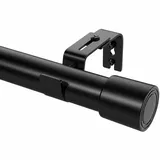 Gardinenstange Schwarz Vorhangstange Verstellbar Gardinenstangen mit Halterungen Curtain Rod für kleine Fenster, Badezimmer, Küche, 84-150 cm