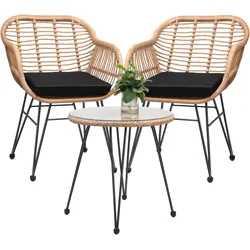 Polyrattan Garten-Sitzgruppe Bali 3-tlg Natur/Schwarz