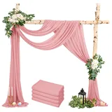 LYAFS 4 Packs Hochzeit Vorhang Hochzeitsbogen, Staubige Rose Querbehang 73cmx610cm Chiffon-Stoff-Vorhang für Hochzeit, Hintergrund Deko Gardinen Vorhang für Hochzeitsbogen Zeremonie, Torbogen, Party