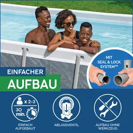 BESTWAY Power SteelTM Solo Pool ohne Zubehör 488 x 244 x 122 cm, Marmor-Optik (Schiefergrau), eckig