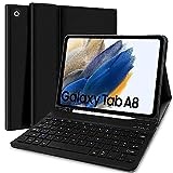 Lupxiu Schutzhülle mit Tastatur für Samsung Galaxy Tab A8 10,5 Zoll 2021, AZERTY, abnehmbare Bluetooth-Tastatur, für Samsung Tab A8 X200/X205/X207, Schwarz