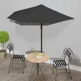 Balkon-sonnenschirm Alu-mast Schwarz 270x144x222cm Halbrund