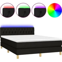 vidaXL Boxspringbett mit Matratze & LED Schwarz 140x200 cm Stoff