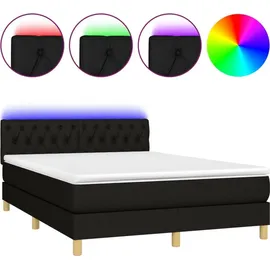 vidaXL Boxspringbett mit Matratze & LED Schwarz 140x200 cm Stoff