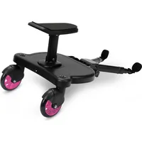 Jopassy Buggy Board mit Sitz Kiddy Board Trittbrett Universal Stehbrett 360°Zweirad Design Kinderwagen Zubehör Hilfspedal Rosa - Rosa