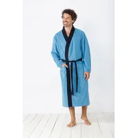 Hajo Bademantel Herren Kimono, Frottee blau 54