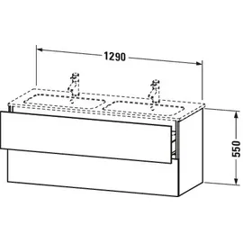 Duravit L-Cube 129x48,1x55cm, 2 Schub., wandhängend, Tau matt