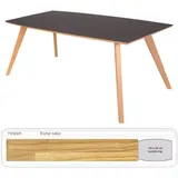expendio Esstisch Tromsa Vidrio, Esstisch Eiche natur geölt massiv mit Glasauflage 140 x 90 cm grau 140 cm x 75 cm x 90 cm