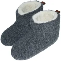 Moro-Design Hausschuhe Hüttenschuhe Lammfell Schafwolle Schaffell Leder Dunkel Grau Gr.35-48 (39) - 39 EU