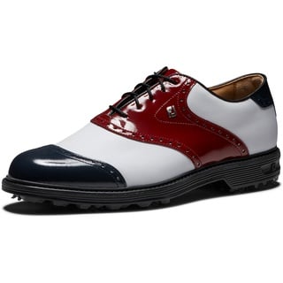 FootJoy Herren Premiere Serie Wilcox Golfschuh, Weiß, Marineblau, Weinrot, 45.5 EU