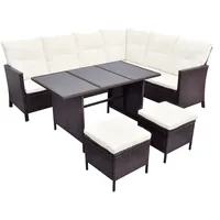 vidaXL 4-tlg Garten-Lounge-Set mit Auflagen Poly Rattan Braun Modell 18