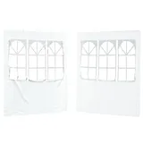 Arborthrum Party Zelt Seitenteil 2 pcs Seitenwand für Pavillon Seitenplane Ersatzwand für Partyzelt Gartenzelt 200 x 195 cm Weiß PE und Stahl
