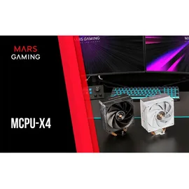 Mars Gaming MCPU-X4, CPU Kühler 230W TDP, 4x Heatpipes HCT Neue Generation, PWM Lüfter SI Extreme-Silence 120mm, Ausbalancierter Kupferkern, Universelle Kompatibilität Intel und AMD, Schwarz