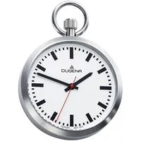 DUGENA 4288025 Taschenuhr Lepine mit Kette Uhr Unisex Edelstahl Analog weiss