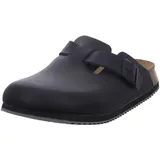 Birkenstock Boston Super Grip aus Naturleder - Herren und Damen Clogs Berufsschuh - Rutschhemmende Gummi-Eva-Sohle nach EN ISO 20347 - Anatomisch geformtes Kork-Latex-Fußbett - Schwarz - Schmal - 38 - 38 EU Schmal