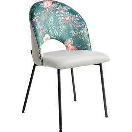 Beliani Esszimmerstuhl 2er Set Samtstoff Mintgrün Blumenmuster