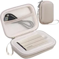 Lacdo Externe Festplattentasche Schutzhülle für Samsung T7 Shield/Samsung T7/T7 Touch Portable SSD 500GB 1TB 2TB USB 3.2 Hart Eva Wasserdicht stoßfest Case Reisetasche, Beige