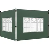 Set Aus 2 Seitenwänden Für Einen 3x3/3x4 M Großen Pavillon. Seitenwand Mit Fenster. Wasserdicht. Grün.