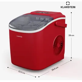 Klarstein Eiswürfelmaschine - 12kg/24h, 2 Würfelgrößen, 1,3L Wassertank, LED-Anzeigen, transparenter Deckel, tragbar, ideal für Partys/Gartenfeste