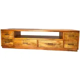 OPIUM OUTLET Möbel Kommode TV-Schrank Lowboard Sideboard "Buff-Low" braun Holz massiv