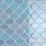 CRE8TIVE Fächerform Klebefliesen Küche Hellblau Fliesenaufkleber Wasserfest Küchenrückwand Selbstklebend Wandfliesen Selbstklebend Mosaikfliesen Fliesenaufkleber Bad Kamin 4 Stücke 30.5cm x 30.5cm
