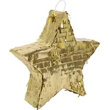 P'TIT CLOWN - 23193 - Pinata Stern - Einfaches Befüllen - Dekorationszubehör Kindergeburtstag, Kirmes, Feiern - Karton, Kunststoff - Gold - 36 x 36 x 9 cm