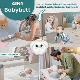Kidiz KIDIZ® Babybett Reisebett Kinderreisebett Faltbar mit Matratze 120x60, Seiteneingang, Wickelauflage, Mosktionetz, Spielbogen & Tragetasche Baby Beistellbett Kinderbett ab Geburt bis 15 kg