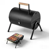 Huacan Holzkohlegrill mit Deckel und 2 pcs Kohleplatte, Edelstahl Kohlegrill Halter. BBQ Grillofen für Garten, Terrasse, Camping 41.5 * 32 * 43cm