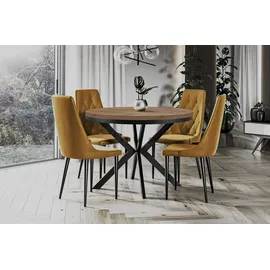 dekori.interiors Endik Ø 100/200 cm Eiche Lefkas/schwarz
