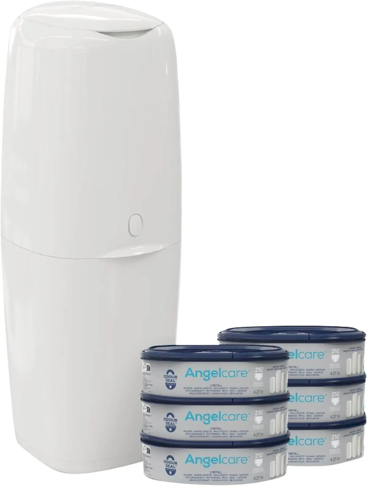 Angelcare Starter-Set Windeleimer Classic XL + 6er-Pack Nachfüllkassetten, weiss