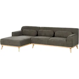 Beliani Eckcouch Cord 3-Sitzer Dunkelgrün