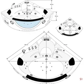 AcquaVapore Whirlpool Eckbadewanne 140 x 140 cm (W05)