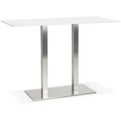Designer-Stehtisch, 160x80x100 cm, weiße Holzplatte & gebürstetes Stahlgestell | Kadima Design