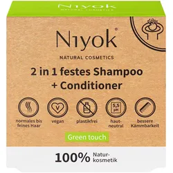 Niyok 2 in 1 festes Shampoo & Conditioner Green touch, 80 Gramm