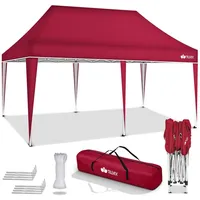 Tillvex - Pavillon 3x6m Rot wasserdicht Pop-Up Faltpavillon höhenverstellbar