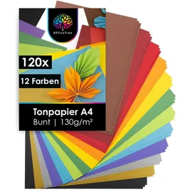 OfficeTree Tonpapier 12 Farben A4 130g 104 Blatt