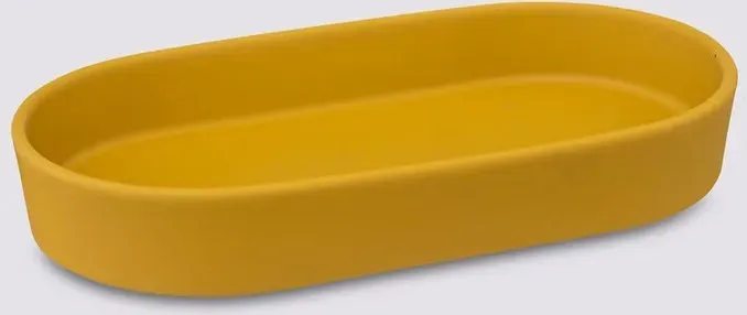 Farbige Servierplatte aus Gummi mit Senf-Design