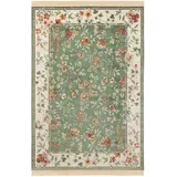 Nouristan Orient Flowers" Teppiche Gr. B: 195cm, 5mm, L: 300cm, grün Fransenteppich Orientalisch mit Fransen, Orient, Wohnzimmer, Schlafzimmer, Esszimmer