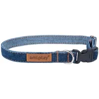 amiplay Halsband Denim L, 20mm/35-50cm, dunkelblau (L, Hund), Halsband + Leine
