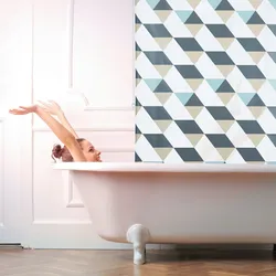 Relaxdays Relaxdays Duschrollo, 120x240 cm, Dreieck Muster, Seilzug, flexible Montage, Duschvorhang für Badewanne & Fenster, bunt