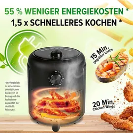 GOURMETmaxx Heißluftfritteuse mit 2,3 Öl | 1000 Watt | inkl. Timer, & 8 Funktionen | Schwarz