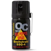 Pfefferspray OC 5000 Breitstrahl 40 ml 50 ml 63 ml - mit Metallclip - EXTRA STARK - zur Selbstverteidigung hochwertiges KO Spray mit Federdeckel - 3 Meter Reichweite (2, 40 ml)