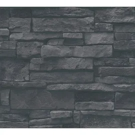 A.S. Création Vliestapete Steinmauer in Schieferoptik Schwarz 10,05 m x 0,53 m