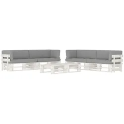 vidaXL 6-tlg. Paletten-Lounge-Set mit Kissen Weiß Kiefer Imprägniert