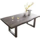 DeLife Esstisch Edge 180x90 XL Akazie Platin Edelstahl Breit Live-Edge