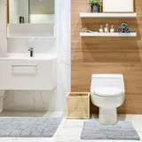 Emma Barclay Badezimmer-Set, 100% Baumwolle, 2-teilig, Wellen-Design, silberfarben, Silber, Mat 50x80cm / Pedestal 50x40cm